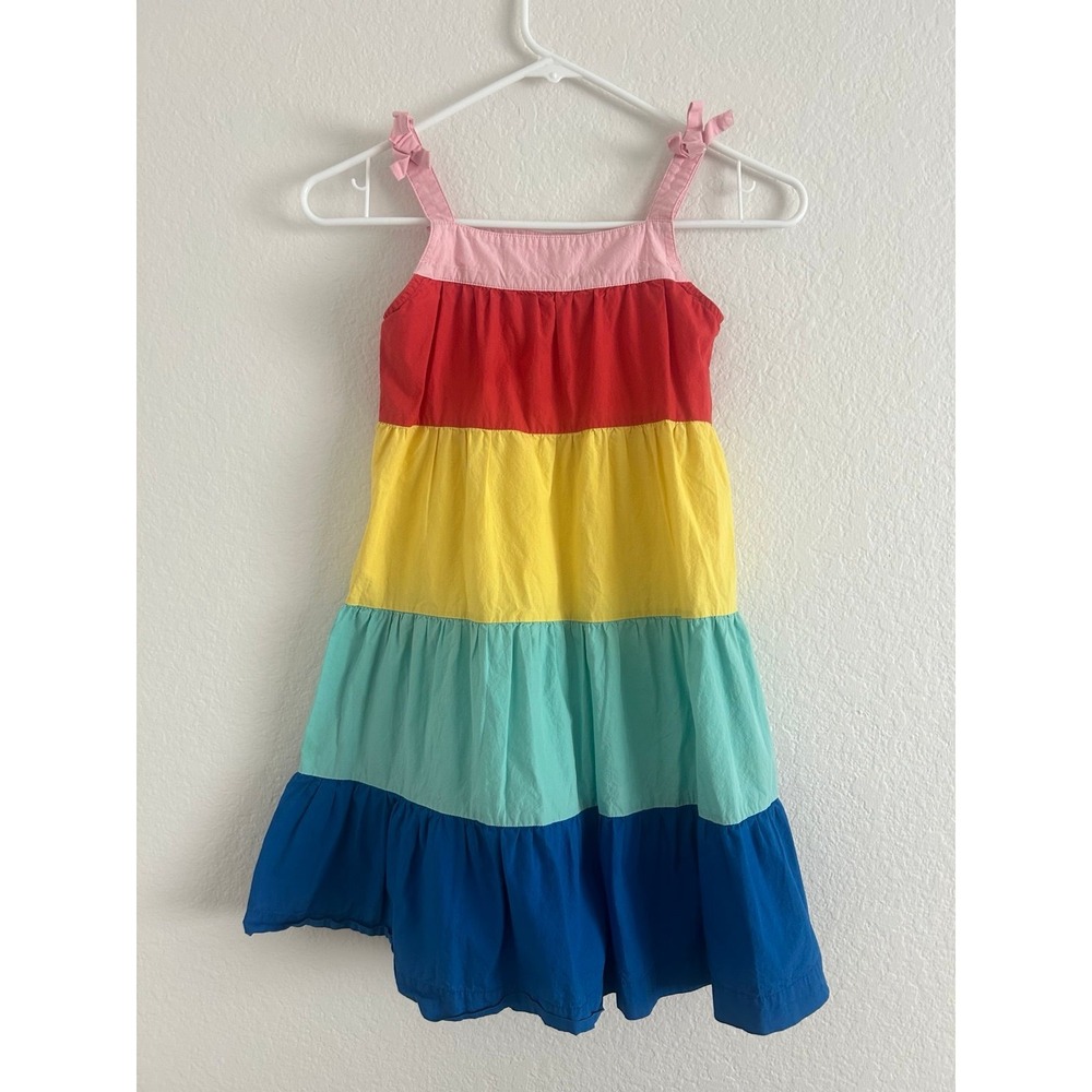 Hanna Andersson Girls Rainbow Colored Dress Size 6-7 Adjustable Straps